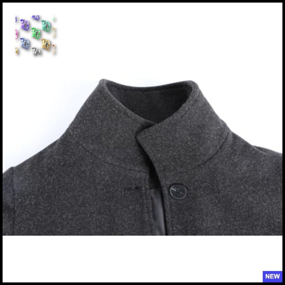 Wool Blend Pea Coat Classic Trench Overcoat Loose Fit Elegant Winter Chic - Picture 3 of 5